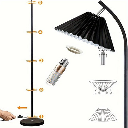 Lampadaire nordique avec abat-jour plissé pour intérieur — LZ4X9T