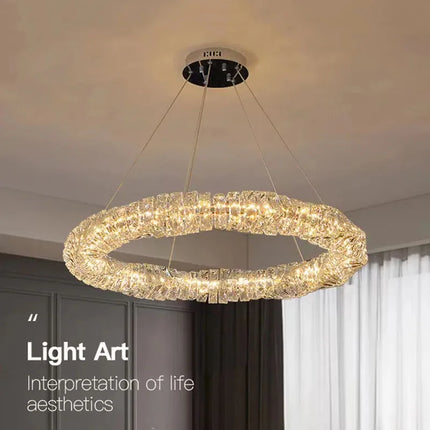 Lustre anneau LED dimmable en cristal pour intérieur moderne — LZ7XQ2