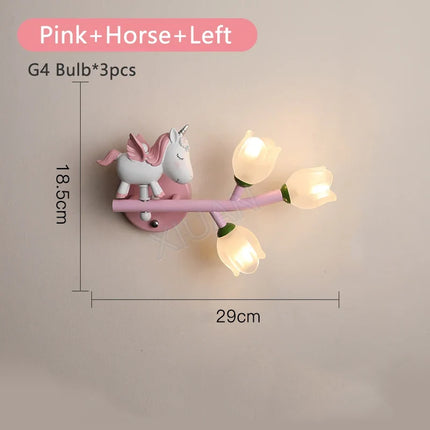 Applique murale LED motif fille et lapin avec fleur — LZ4P9XJ