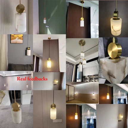 Suspension nordique en marbre et cuivre avec éclairage LED intégré — LZ4X9P
