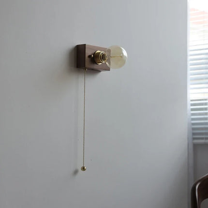 Applique murale rétro en bois massif avec câble et interrupteur — LZ4X9M