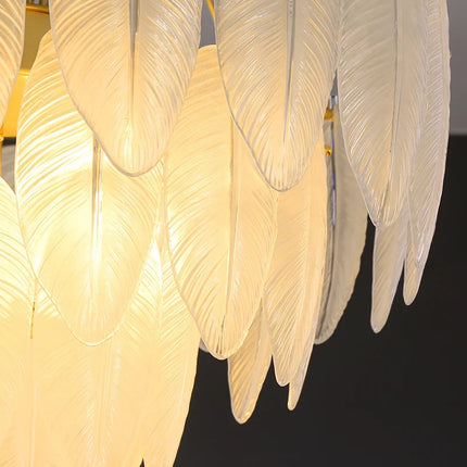 Lustre suspension LED nordique en verre plume décoratif — LZ4P9X