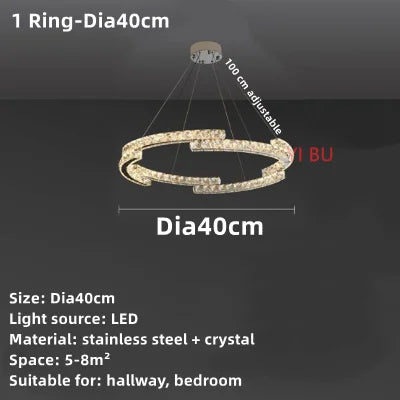 Lustre nordique en cristal et acier inoxydable avec LED miroir — LZ4X9M