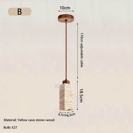Lustre LED en pierre naturelle style wabi-sabi — LZ4X9T2