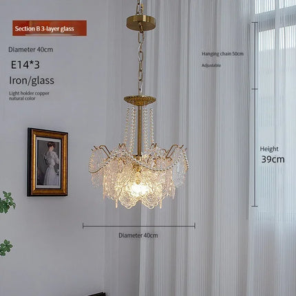 suspension moderne en verre clair style français luxe
