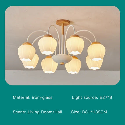 Lustre en verre à pétales pour décoration intérieure kawaii — LZ4X9T