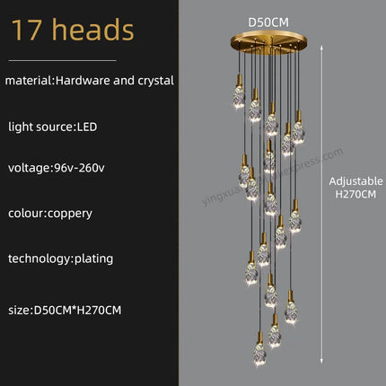 Lustre créatif en cristal pour duplex et escalier en colimaçon — LZ4X9P2