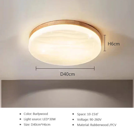 Plafonnier LED rond en bois style nordique décoratif intérieur — LZ7D9X