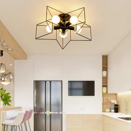 Lustre minimaliste en cuivre avec abat-jour étoile LED — LZ4X9T2
