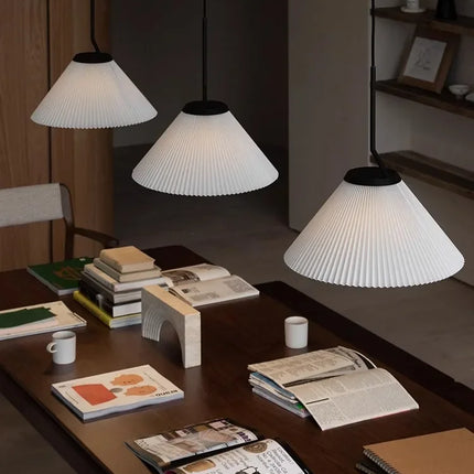 Nordique Plissé Crème PENDENTIF LED Lumière Pour Salon Cuisine Restaurant Lustre Loft Suspension Lustre Décoration de La Maison