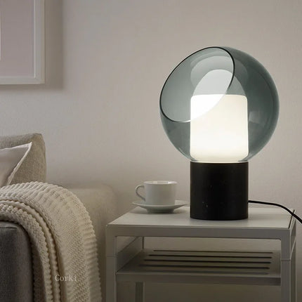 Lampe de bureau en marbre avec abat-jour en verre moderne — LZ4XJ9