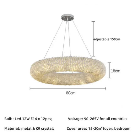 Lustre suspension moderne en cristal pour salon — LZ4X9P2