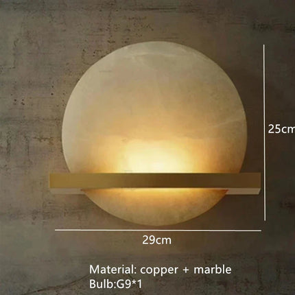 Applique murale ronde en marbre naturel et cuivre — LZ4X9T1