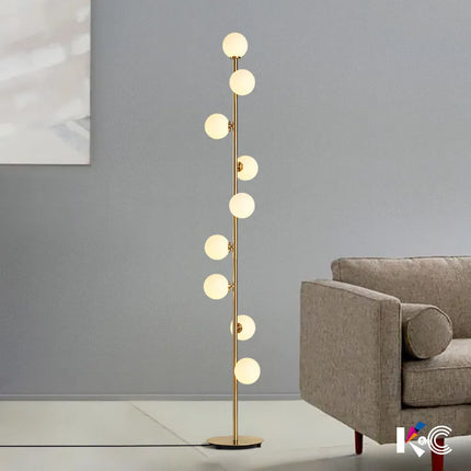 Lampadaire à 9 têtes avec globes en verre blanc — LZ4QJ7