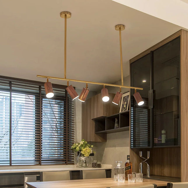 Lustre LED moderne en bois de noyer pour décoration intérieure — LZ4X9P
