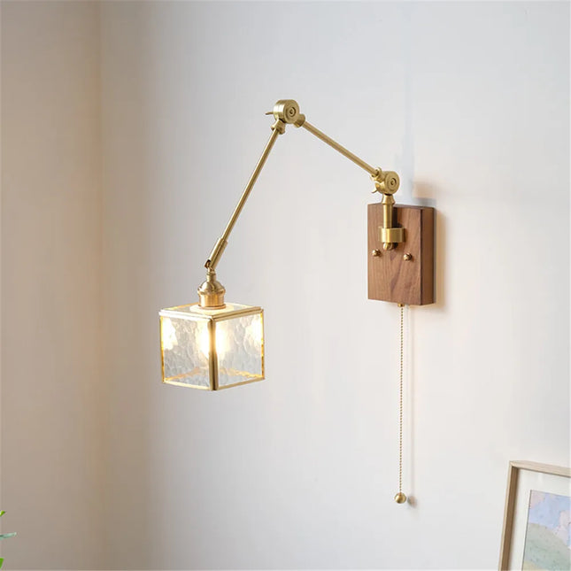 Applique murale rétro en cuivre avec bras oscillant et abat-jour ajustable — LZ4X9T