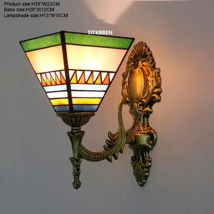 Applique murale décorative en verre avec fleurs turques et abat-jour baroque — LZ4X9T2