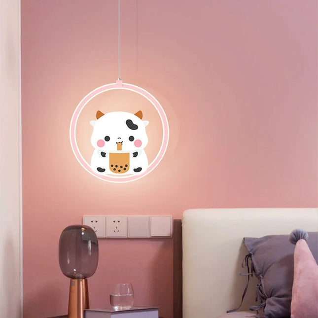 suspension mignonne vache ours rose pour chambre enfant