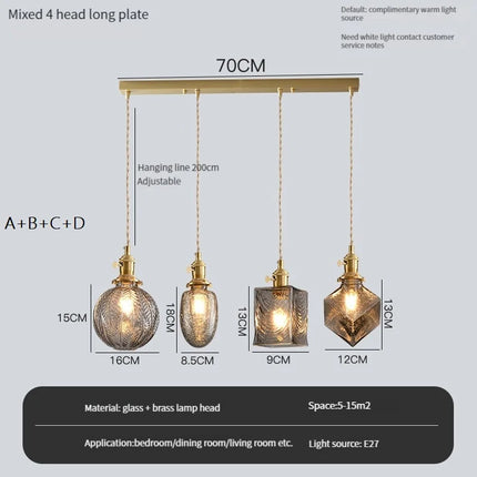 Lustre vintage Edison avec abat-jour en verre cristal pour bar loft — LZ4X9T2