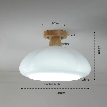 Suspension citrouille en verre LED style japonais vintage bois — LZ4X9P