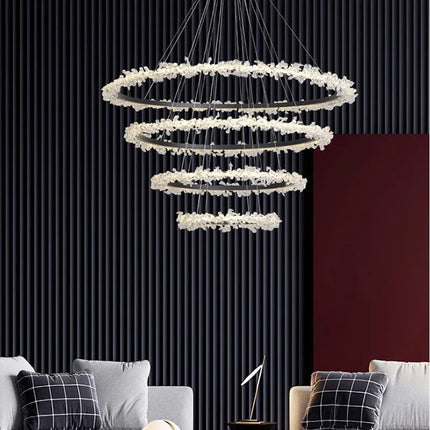 Lustre en cristal de luxe avec anneau doré lumineux et élégant — LZ4X9P