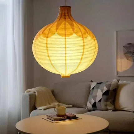 Suspension ronde en papier japonais avec lumière décorative — LZ4X9T