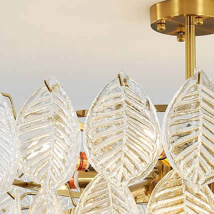 Lustre suspension en verre orné de décorations feuilles — LZ4X9P
