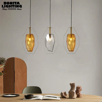 Suspension en cristal avec anneau métallique style nordique élégant — LZ4Q7M2
