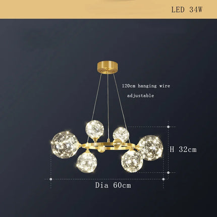 Lustre minimaliste en cuivre avec abat-jour étoile LED — LZ4X9T2
