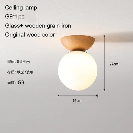 Suspension ronde en verre avec bois de noyer japonais — LZ4X9T2