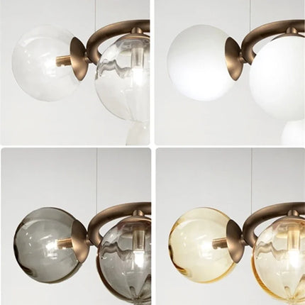 Lustre suspension nordique en verre fumé et doré pour intérieur moderne — LZ4X9P