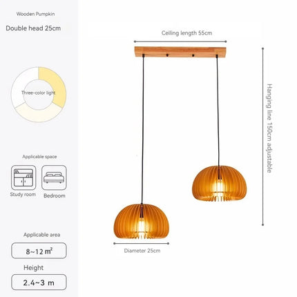 Suspension artisanale en bois forme citrouille pour décoration — LZ4X9T2