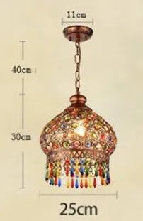 Lustre suspension style bohème vintage en vitrail romantique pour café — LZ3F9XQ