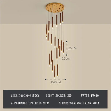 Lustre LED moderne en noyer pour duplex style nordique — LZ4X9M