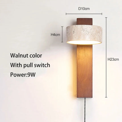 Applique murale en bois de noyer avec LED et interrupteur rotatif — LZ4D9X