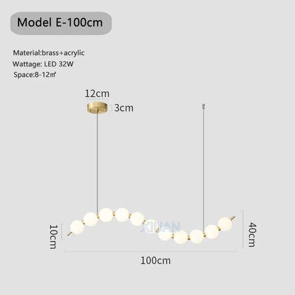 Lustre suspension blanc en acrylique orné de perles — LZ4X9Q2