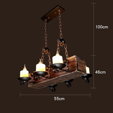 Lustre suspension rétro en bois style industriel pour café — LZ4D7Q9