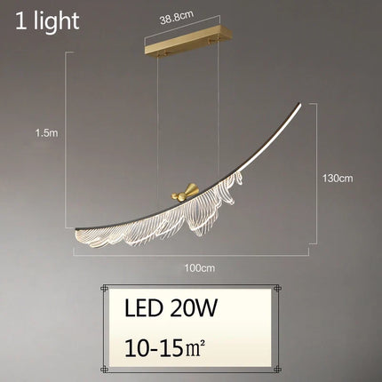 Lustre artistique ajustable en plumes et fil métallique — LZ4P9XJ