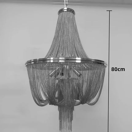 Lustre moderne en aluminium doré à pampilles avec chaîne décorative — LZ4P9XJ
