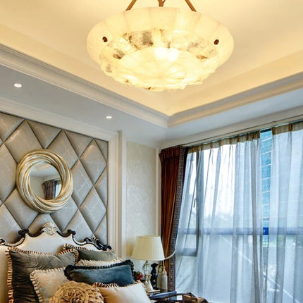 Lustre suspension minimaliste en cuivre et marbre design moderne — LZ4X9P2