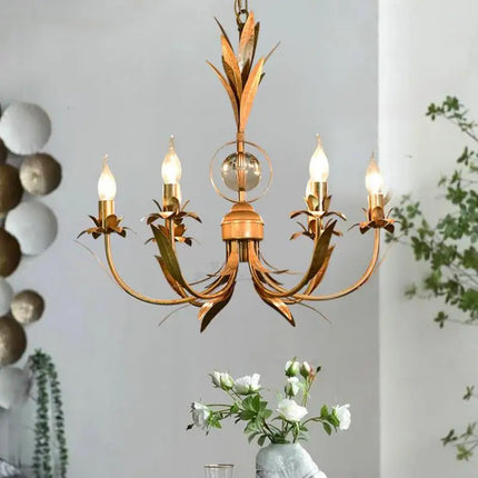 Lustre vintage en fer à 6 bras pour éclairage rétro nostalgique — LZ4P9X