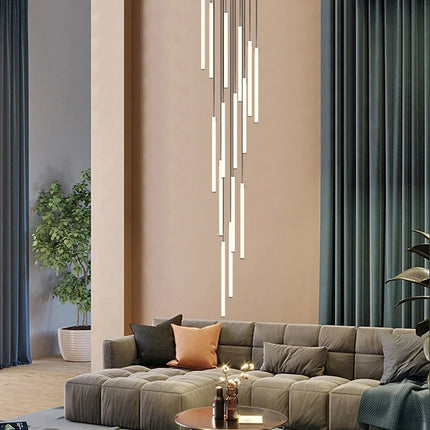 Lustre tube long moderne pour villa nordique et hall d’exposition — LZ4X9P2