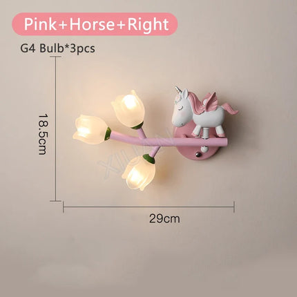 Applique murale LED G4 motif fille lapin et fleur pour enfants — LZQ7X9