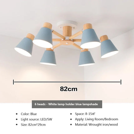 Lustre suspension nordique en bois massif pour hôtel et restaurant — LZ4P9X