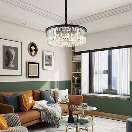 Lustre suspension rond en verre transparent design cristal — LZ4X9P