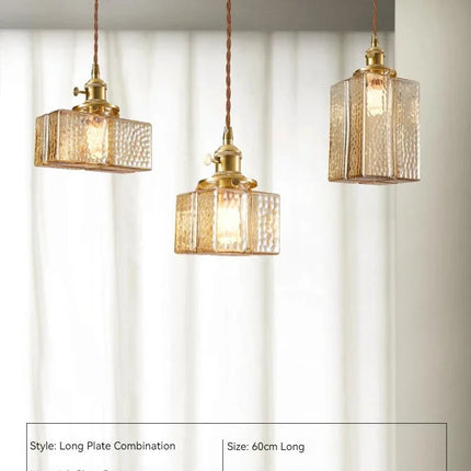Suspension LED vintage en verre et laiton style japonais — LZ4P9XQ
