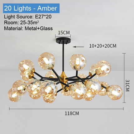 Plafonnier LED suspendu boule en verre design moderne — LZ4X9T2