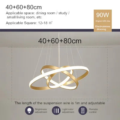 Lustre nordique moderne avec anneau lumineux et télécommande — LZ4X9P2