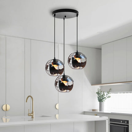 Suspension métal avec abat-jour globe style industriel moderne — LZ4X9T