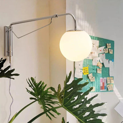 Applique murale moderne à bras long chromé, rotative et rétractable — LZ4QJ7M